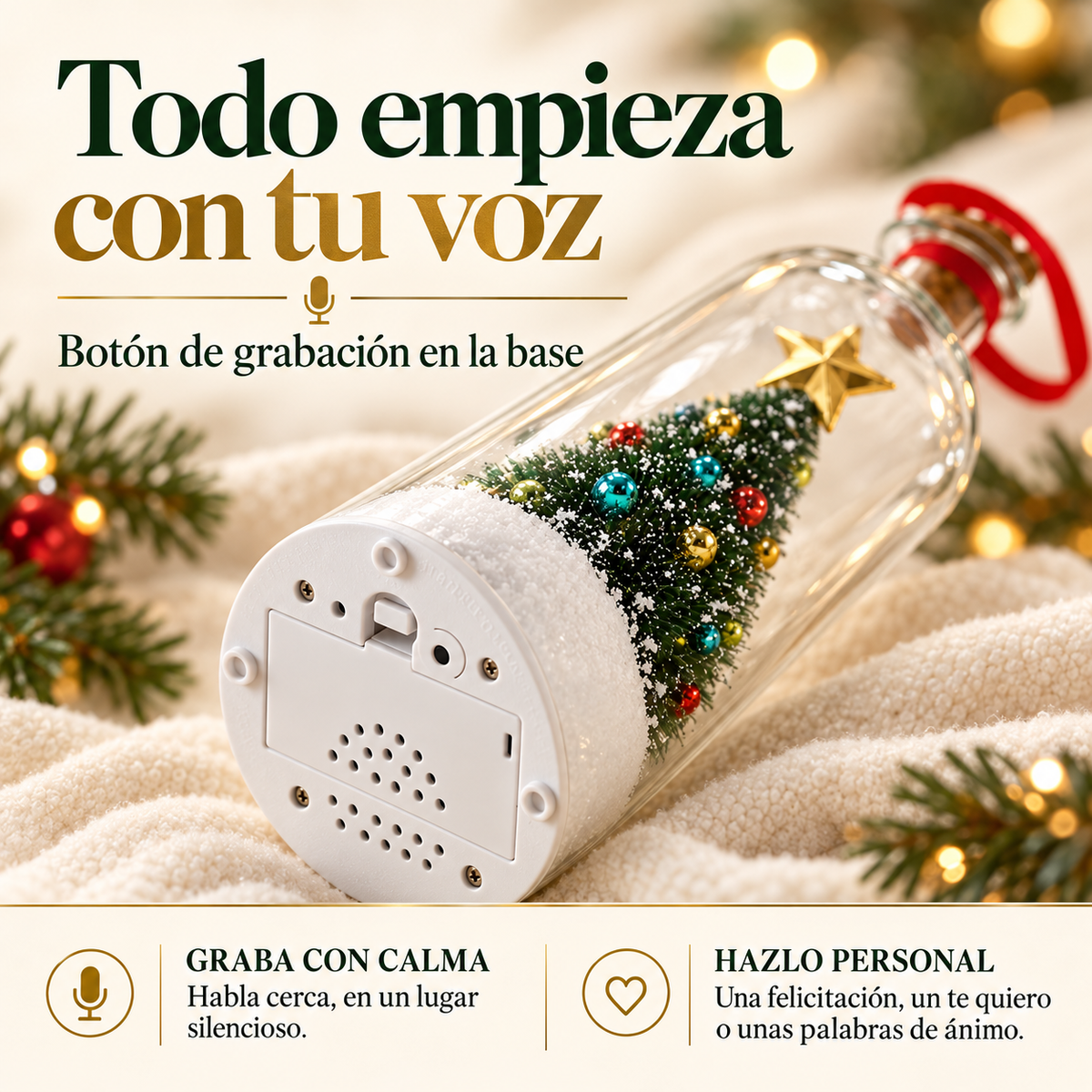 Adorno navideño con mensaje de voz